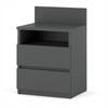 Bedside Table Gray 40cm 2 Drawers Shelf For Bedroom