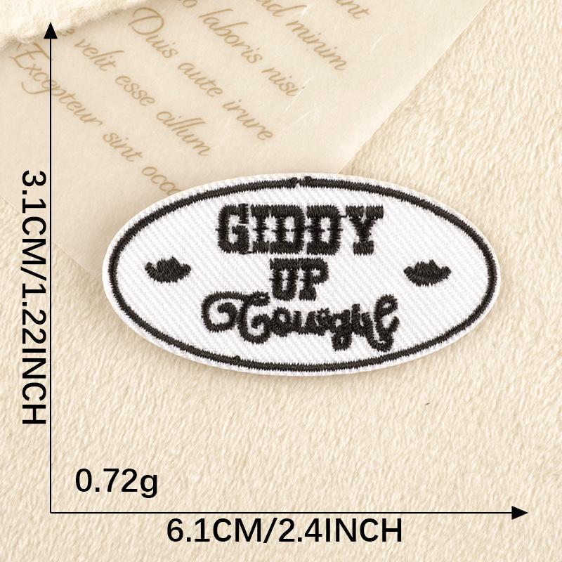 Doku Cartoon English Embroidery Patch Set: Computer Embroidery Labels, Bag Stickers, Clothing Accessories, and Cloth Stickers