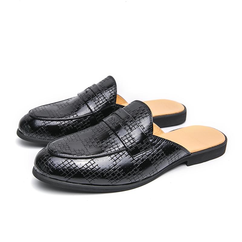 Summer Luxury Men Slipper Breathable Half Loafers Man Outdoor Leather Retro Flats Heels Party Slippers Slip On Comfy Casual Shoe