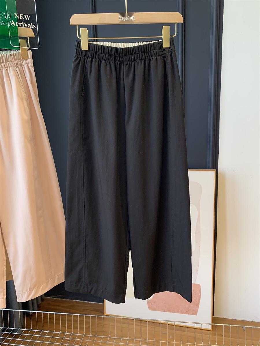

Soft & Breathable Tencel Cropped Pants - Stay Cool! Elastic Waist, Slimming, Versatile Casual Pants for Women. M чёрный