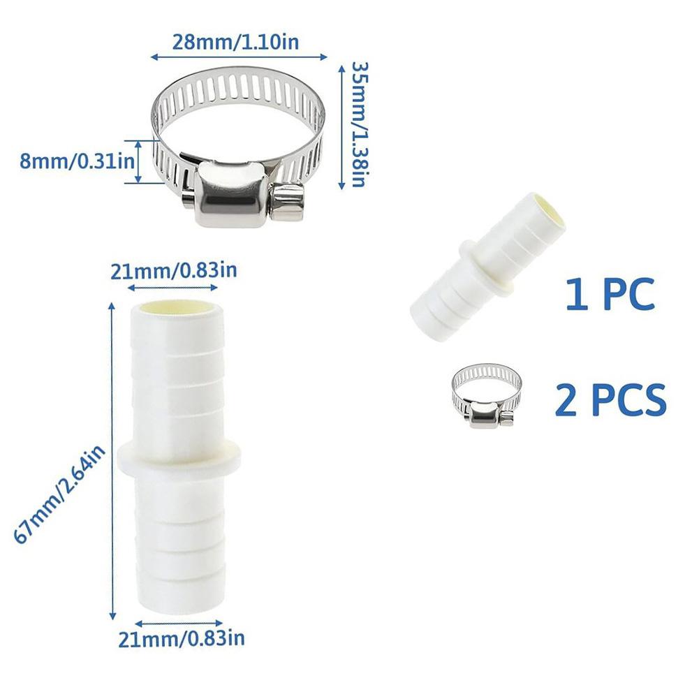 Zestaw metalowych zacisków Złączka rury odpływowej 17mm średnica wewnętrzna 21mm średnica zewnętrzna 65mm długość całkowita Instalacja Złączka rury odpływowej