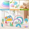 Wooden Rainbow Stacking Toys for Toddlers, 46 Pcs Stacking Building Blocks, Montessori Toys Birthday Gifts for Preschool Kids 3 4 5 Years Old