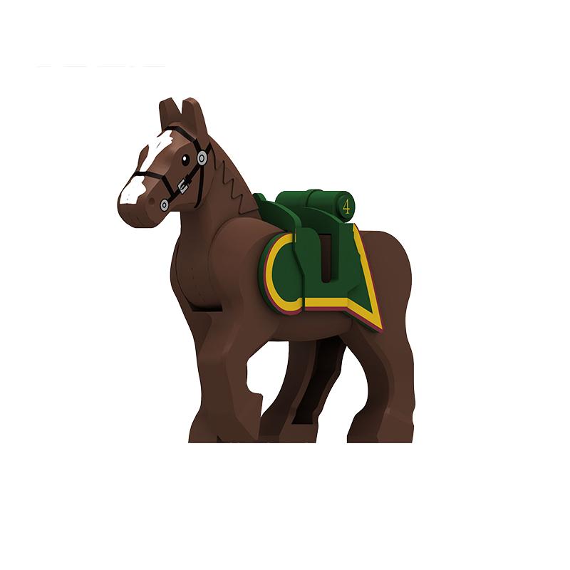 MOC Building Blocks Military Napoleon Cavalry Gothic Warhorse Animal Wolf Seat Widened Saddle Rope Accessories Brick Toy Gifts