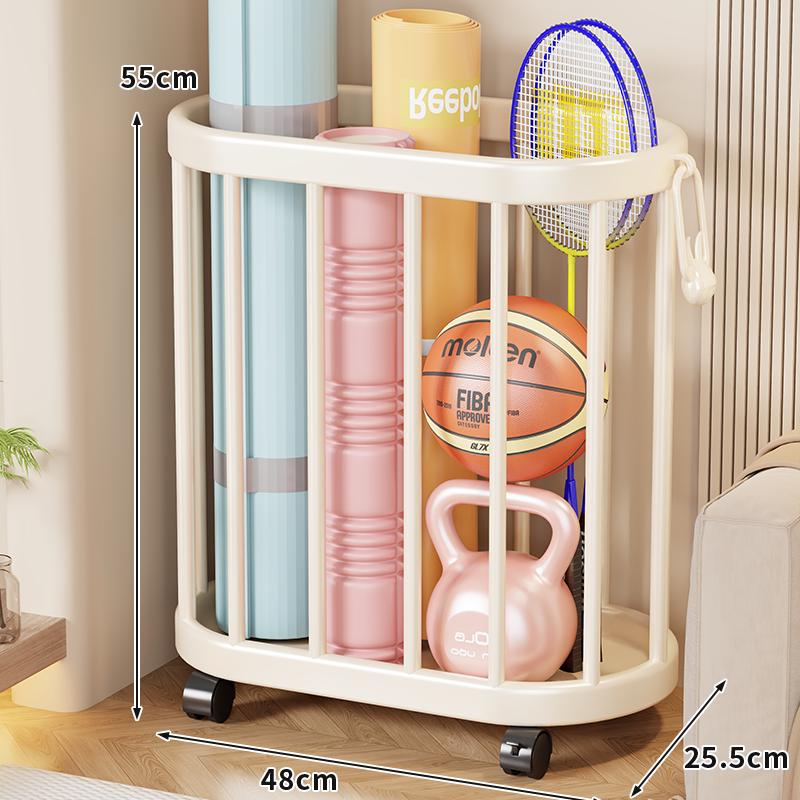 Wheeled Yoga Mat & Fitness Equipment Organizer: Large Capacity Storage Basket
