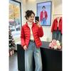 Light and short cotton-padded clothes for women's winter new slim-fitting and thin stand-up collar warm jacket pink, blue, green, red.