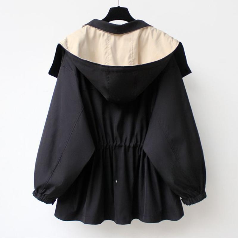 Spring and Autumn Waist Mid-length Windbreaker Korean Version of High-end Women's Casual Tooling Jacket