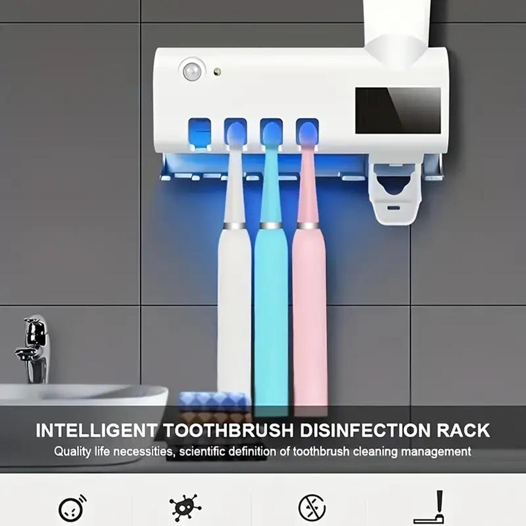 1pc Wall Mounted Toothbrush and Toothpaste Organizer - Electric Toothbrush Holder Space Saving Design - Intelligent Cleaning