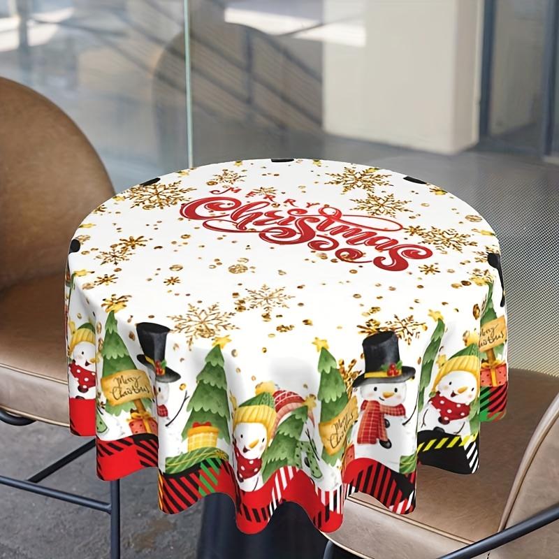 WTEMPO Vánoční kulý tištěný ubrus Vánoční vnitřní a venkovní párty ubrus Kuchyňské doplňky Vánoční dárek, Slavnostní domácí dekorace
