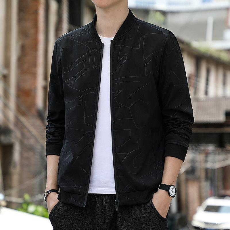 

Куртка весна и осень новая мужская приталенная куртка корейская версия модная мужская одежда 5XL чёрный