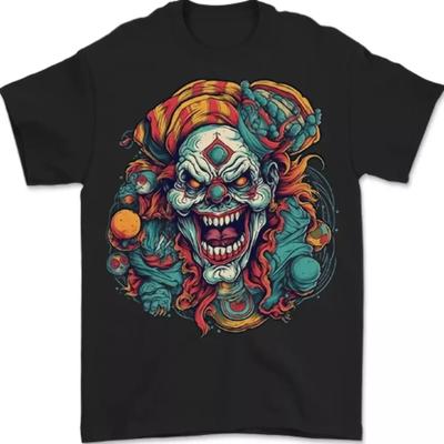 Horror Clown Halloween Satan Böse Schädel Dämon Herren T-Shirt 100% Baumwolle