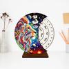 Holzspezialform Buntes Muster Diamantmalerei Schreibtisch Ewiger Kalender Diamantmalerei Zifferblatt Mondkalender für Anfänger