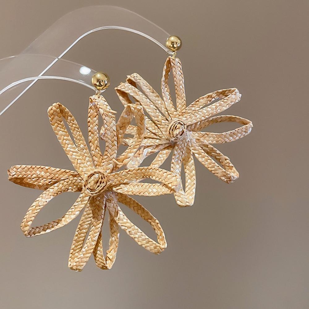 Bohemian Style Exaggerated Flower Ear Studs Zinc Zinc Alloy Hollow Floral Earrings  Bride