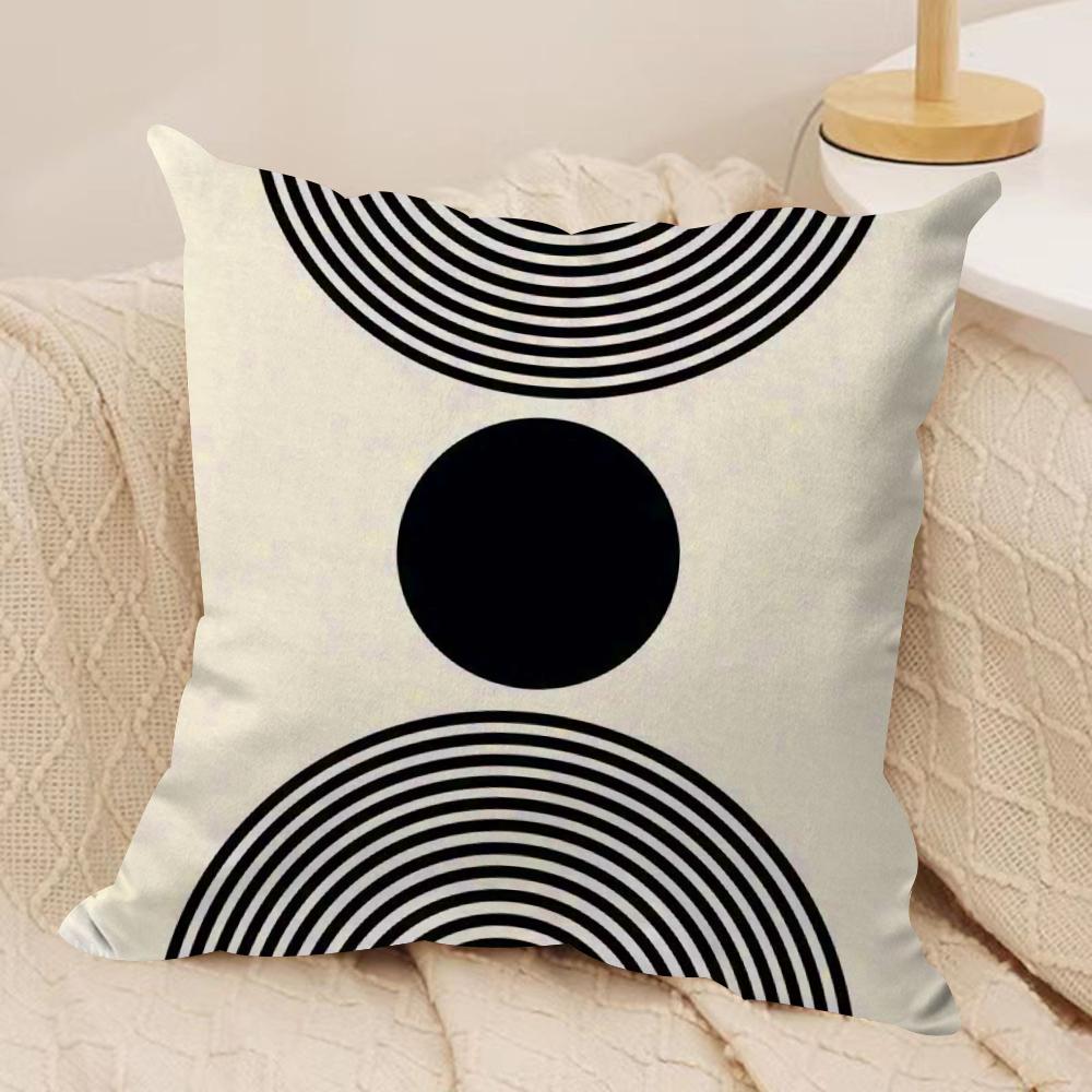 Reduced Geometry Cushion Cover Soft Plush Fabric Double-Sided Printed Sofa Cushion Cover for All Seasons Home Decor Gift