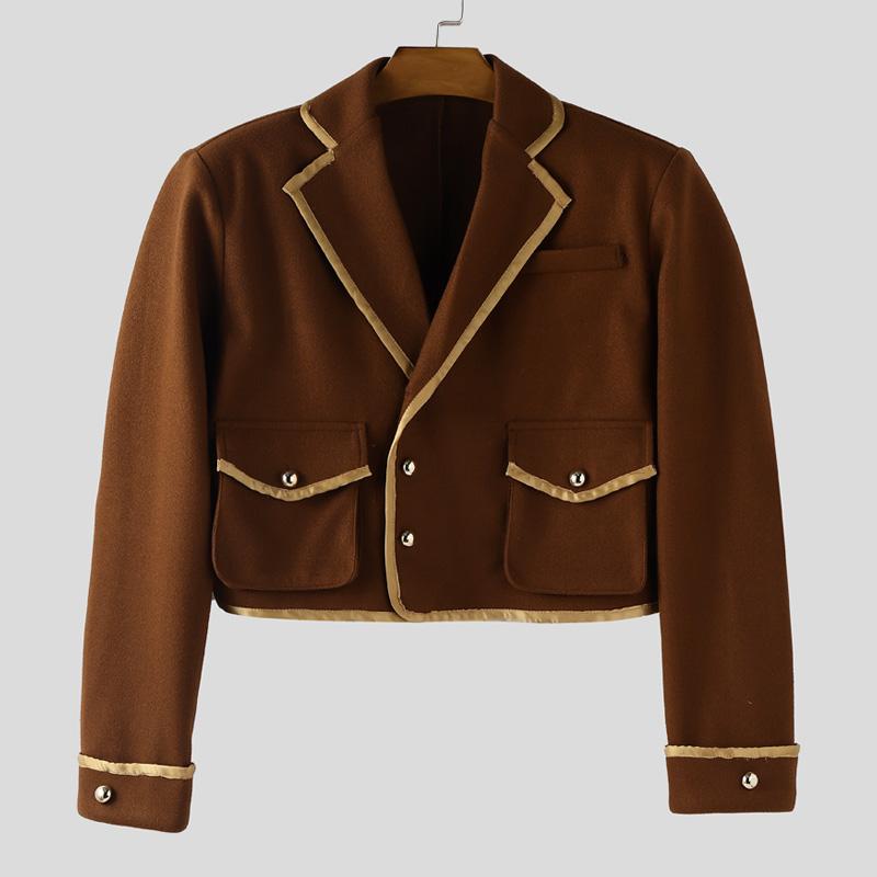 

INCERUN Autumn Men Long Sleeve Stitching Buttons Casual Short Coat Jackets L