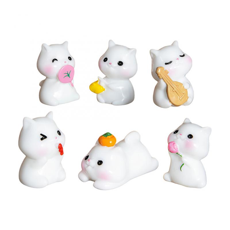 Ein Set Von 6 Multifunktionalen Katzenfiguren Aus Harz, Dekorationsartikel