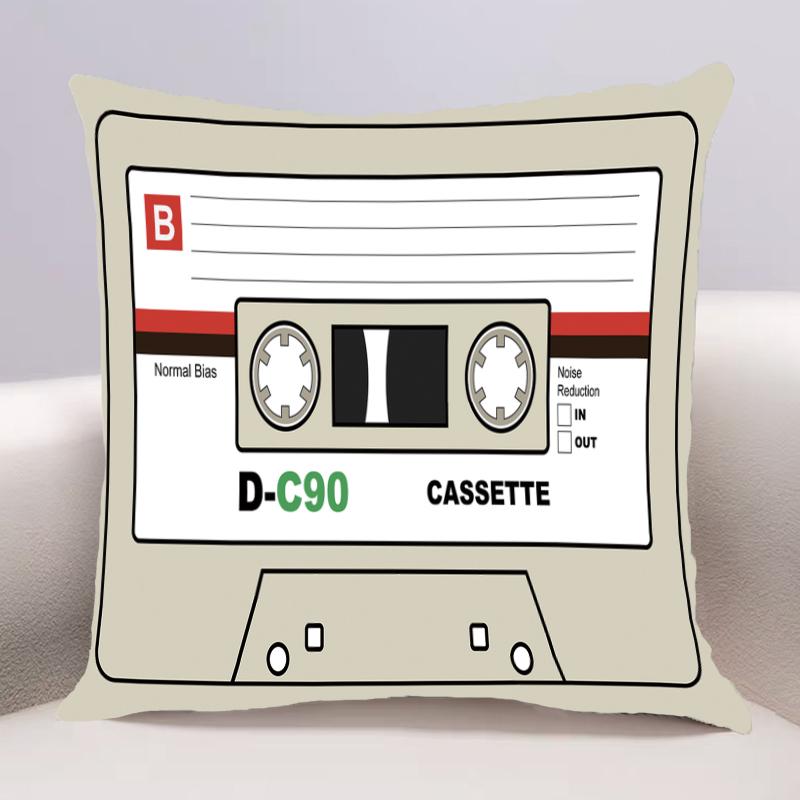 Vintage Cassette Cushion Cover For Sofa Pillow Case Cover Seat Car Throw Pillowcase 45X45Cm For Home Decorative 037
