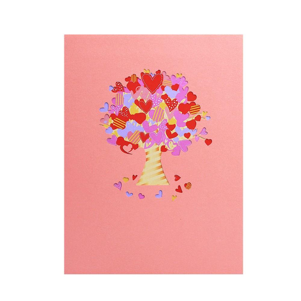 Pop Up Design Valentines Day Greeting Cards Romantic with Envelope 3D Heart Tree Card Exquisite Handcrafted Moon Wedding Cards