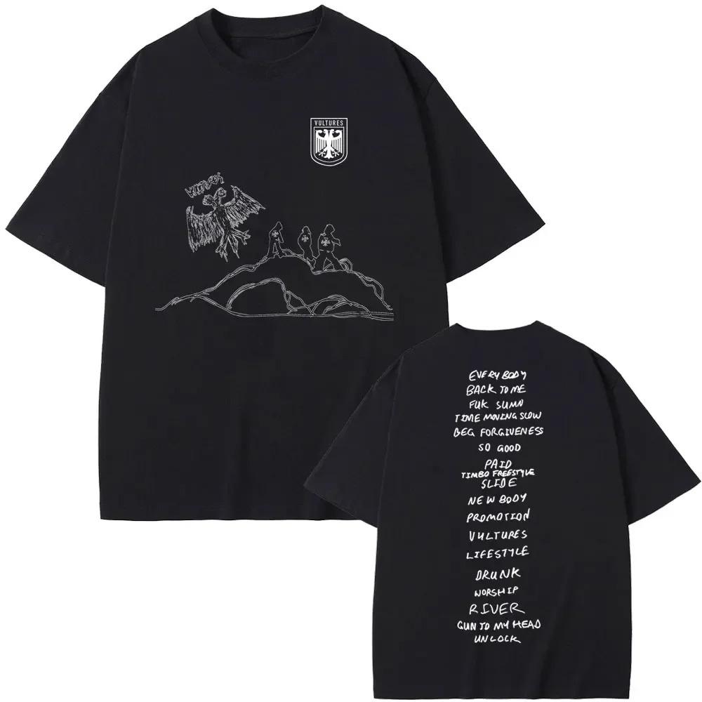 Rapper Kanye West Vultures New Music Album Graphic Printed T Shirts Unisex Unisex Hip Hop Fashion Tshirts Male Tshirt