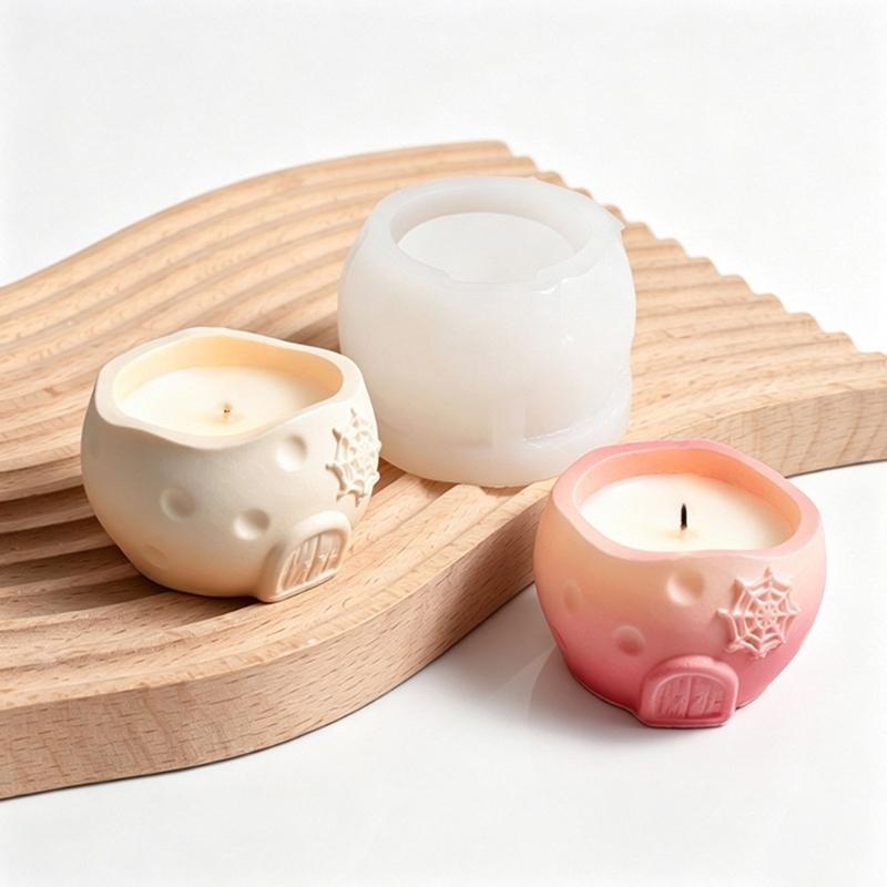 Witch Hat Silicone Candle Container Mould with Lid for Resin Casting, Mushroom House Silicone Mould for Halloween Decoration Storage Box Jewelry