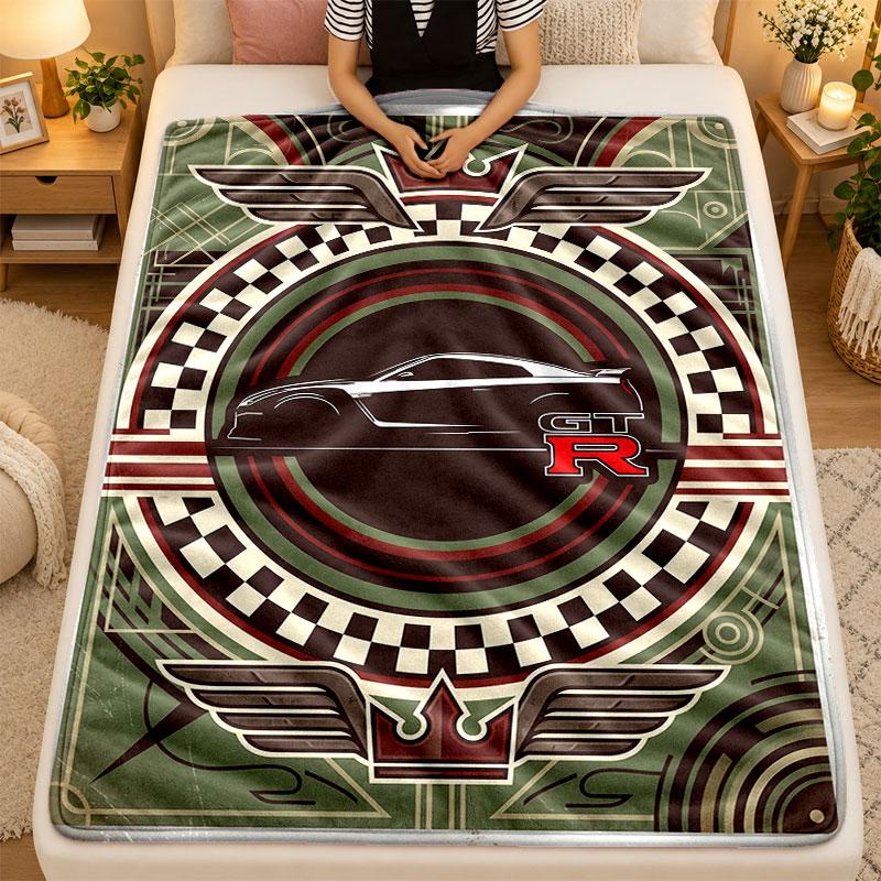Flannel BlanketNissan GT-R Warm Soft Throw Blanket for Indoor Sofa Bed Living Room Use