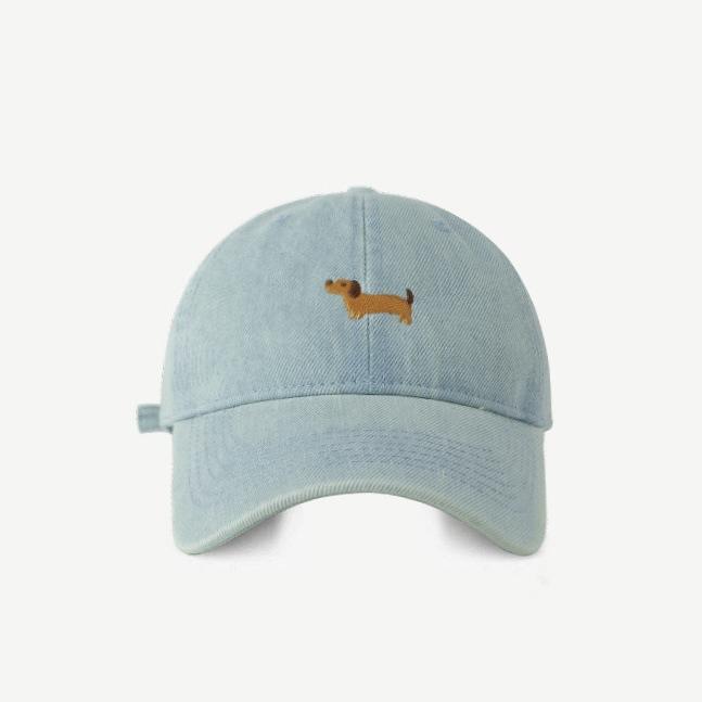 

Модная повседневная универсальная джинсовая кепка мужская кепка женская милая мультяшная такса вышитая бейсболка M（56-58cm） светло-синий