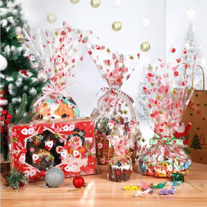 Weihnachts-Zellophan-Rolle Santa-Muster Wasserdichtes Blumenwickelpapier für Dekorationen