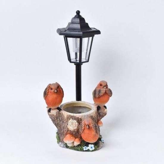 Garden Statue with LED Solar Lamp Weather Resistant Automatic Charging Outdoor Patio Sculpture Decor LED Light