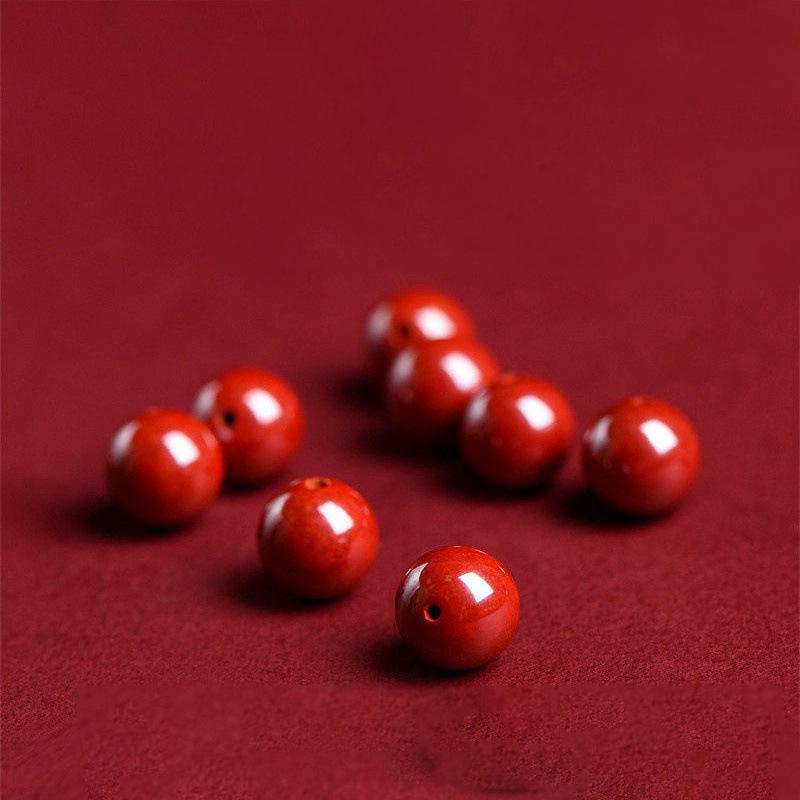 20pcs Natural Raw Cinnabar Round Beads Beautiful Multicolor Beads Handmade Diy Bracelet Necklace Jewelry Handmade Lucky Beads Accessories