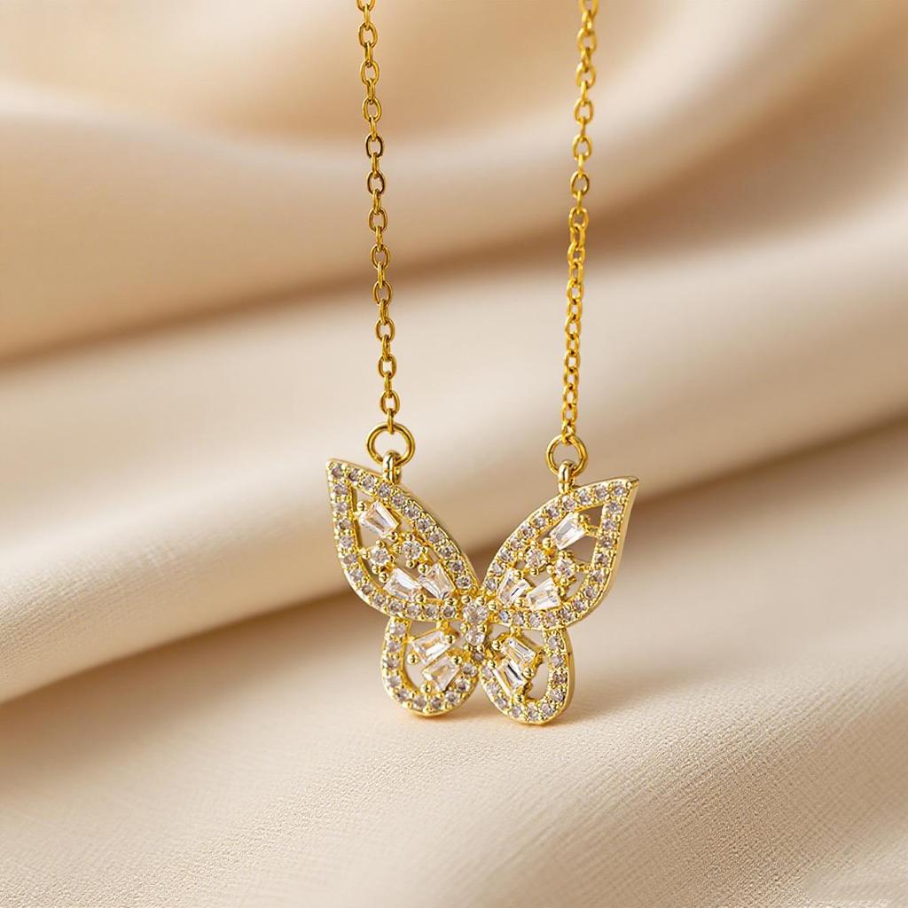 Elegant Light Luxury Zircon Necklace for Women - Gold-Plated, Simple Clavicle Chain