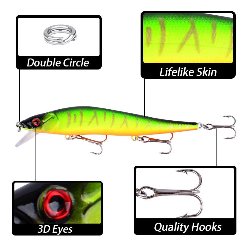11.5cm Floating Minnow Hard Bait - 13.5g Imitation Lure for Freshwater and Sea Fishing