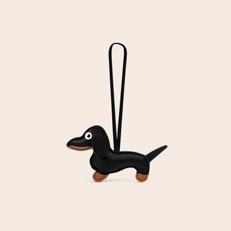 Pu Charming Plush Leather Dachshund Dog Keychain Cute Gift Accessory Bags For