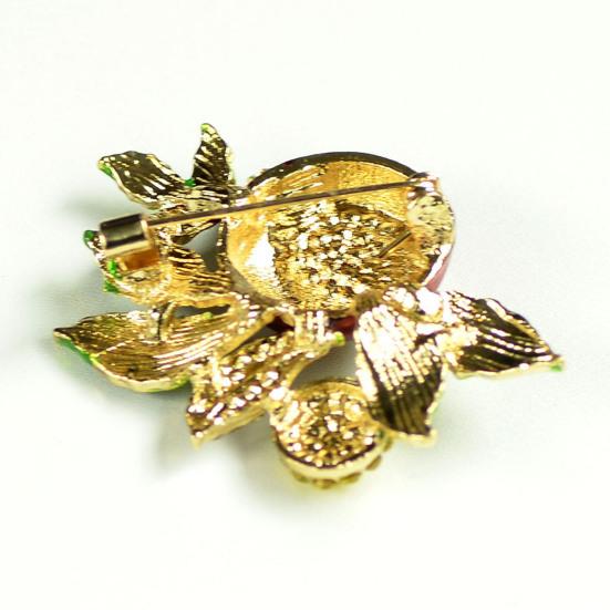 Spilla Smalto Colore Processo Gocciolamento Olio Forma Fiore di Melograno Lega di Zinco Spilla Cappotti Completi Maglioni Vestiti Distintivo Accessorio Festa