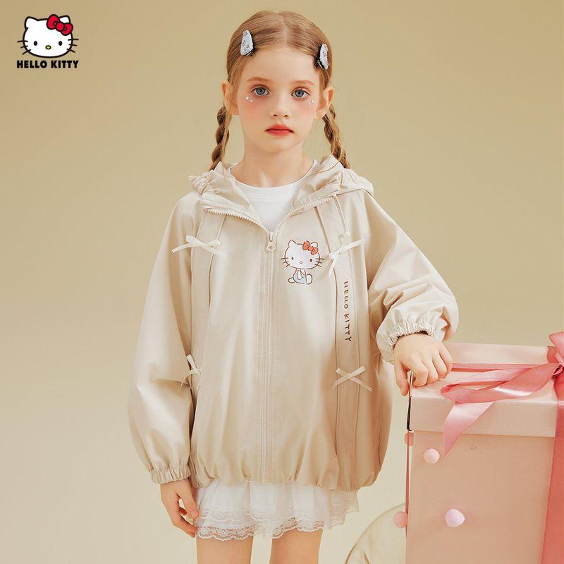 Hello Kitty Girls' Spring Jacket 2025 New Cartoon Children's Spring Top Off-White Girls' Clothing