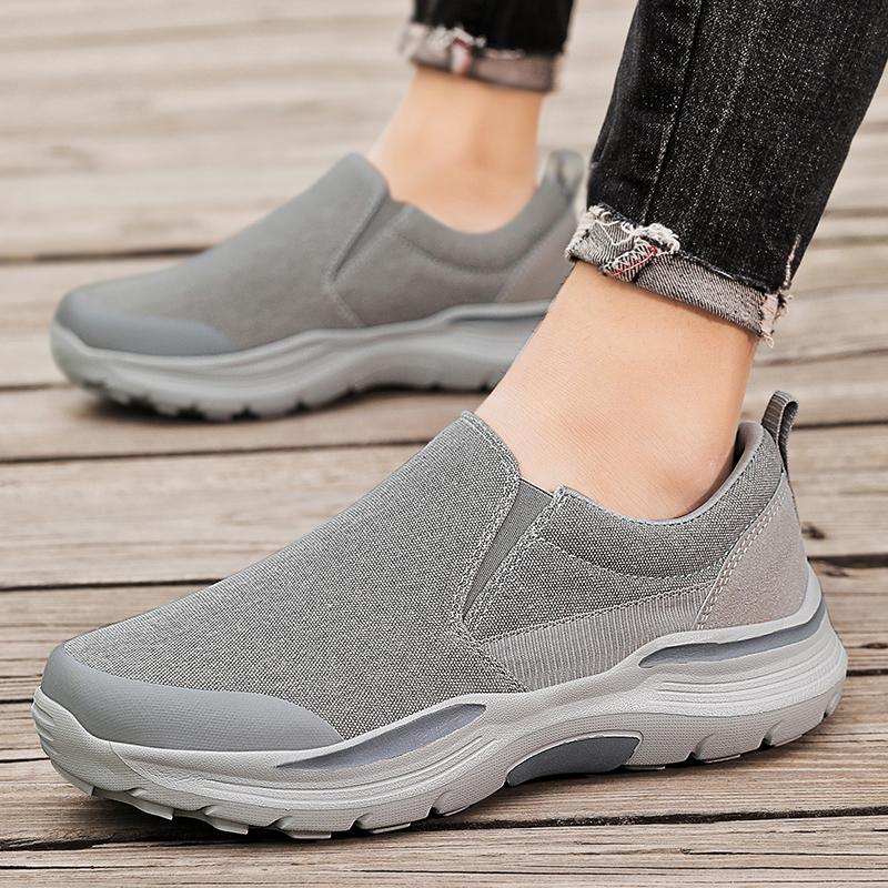 Men’s Outdoor Canvas Shoes Sneakers Driving Shoes Black Casual Plus Size  Slip On Wide Head Shoes for Farther