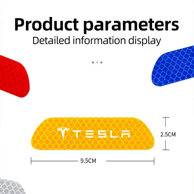 4Pcs Car Safety Warning Stickers Night Reflection Mark Decals For Tesla Model-Y Model-3 Model-X Model-S Cybertruck Roadster