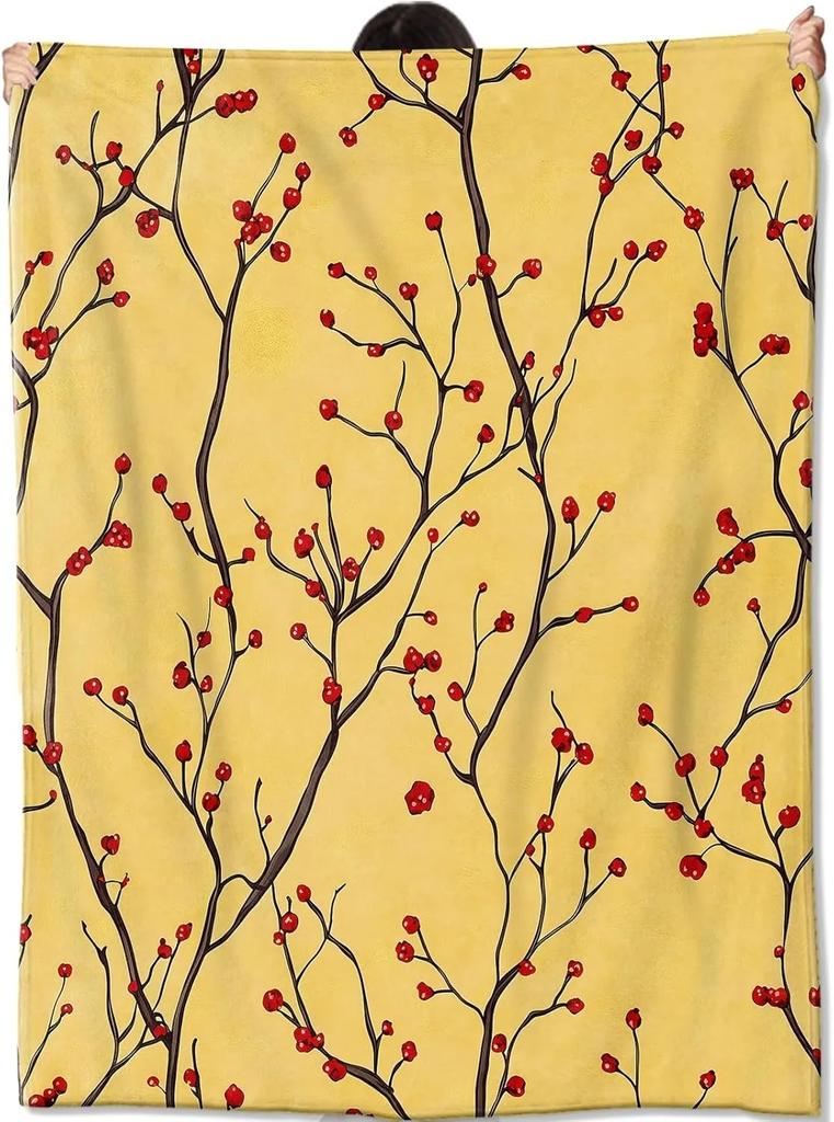 Boho Cat Flower Throw Blanket Perfect for Couch Bed Car All Season Use Gift for Flower Leaf Lovers