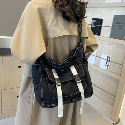 Large Capacity Denim Messenger Bag for Women Crossbody Bag for Students Single Shoulder Tote Bag