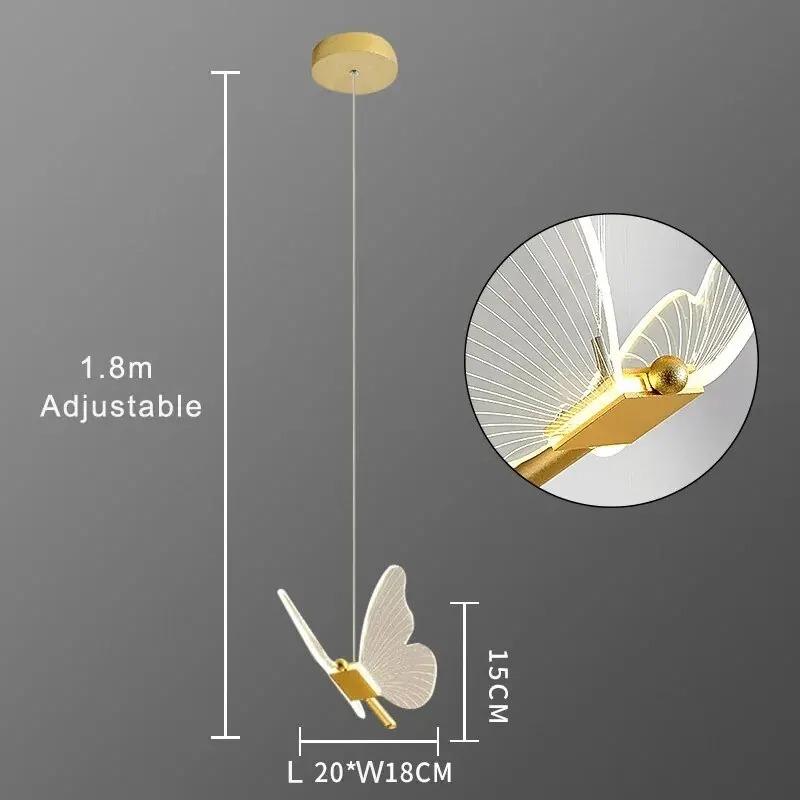 Butterfly LED Pendant Lamp Modern Art Hanging Light Bedroom Bedside Staircase Indoor Ceiling Decor Lighting Single Lamp Warm White
