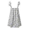 Women's Flower Tie Dress Cute Square Neck Loose Beach Short Dress Open Back Bohemian Summer Sundress
