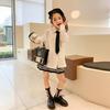 Spring Girls' Academy Long Sleeve Lapel Shirt - Korean Style for Medium and Large Girls
