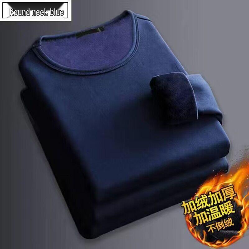 Heren Fleecegevoerd Dik Warm T-shirt met Lange Mouwen, Ronde Hals, Plus Size, Herfst Winter Basislaag.