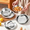 Food-Grade Stainless Steel Multi-Purpose Plate: Ideal for Soup, Dinner, Fruit, Steaming, and Household Use.