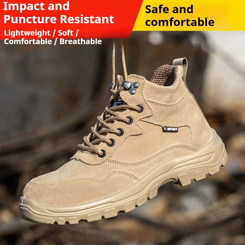 Men's Labor Protection Shoes, Anti-smash and Anti-puncture Breathable Lightweight Safety Shoes, Wear-resistant Soft-soled Work Shoes