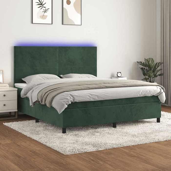 VidaXL Slatted Bed Base with Mattress and LED, Upholstered Bed, Double Bed, Adult Bed for Interior Bedroom, 3136020