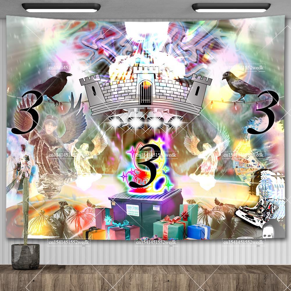 

333 Bladee Album Cover Wall Tapestry Hippie Hip Pop Rapper Tapestries Bedroom Aesthetic Background Cloth Home Dorm Decoration 95x73cm