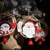 New Year Wooden Hanging Cute Burlap Christmas Tree Ornaments Party Decorations Pendants with Bells