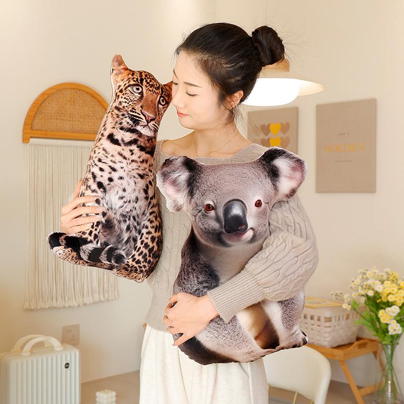 3D Simulated Forest Animal Throw Pillow - Lifelike Lion Fox Raccoon Zebra Tiger Soft Sofa Bedroom Cushion Home Decor Kid Gift