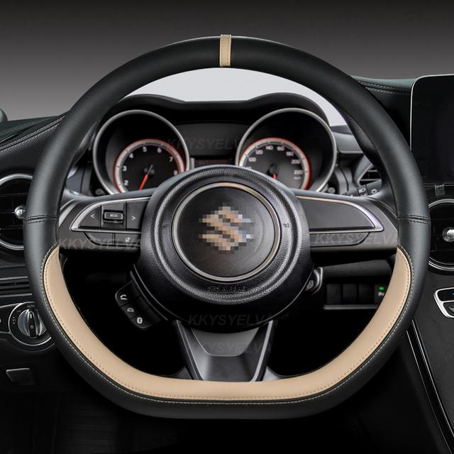 Microfiber Leather D Shape 38cm Car Steering Wheel Cover For Suzuki Swift 2017 2018 Sport Auto Accessories