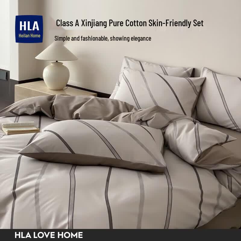 HLA Home 4-Piece Pure Cotton Flat Sheet Bedding Set