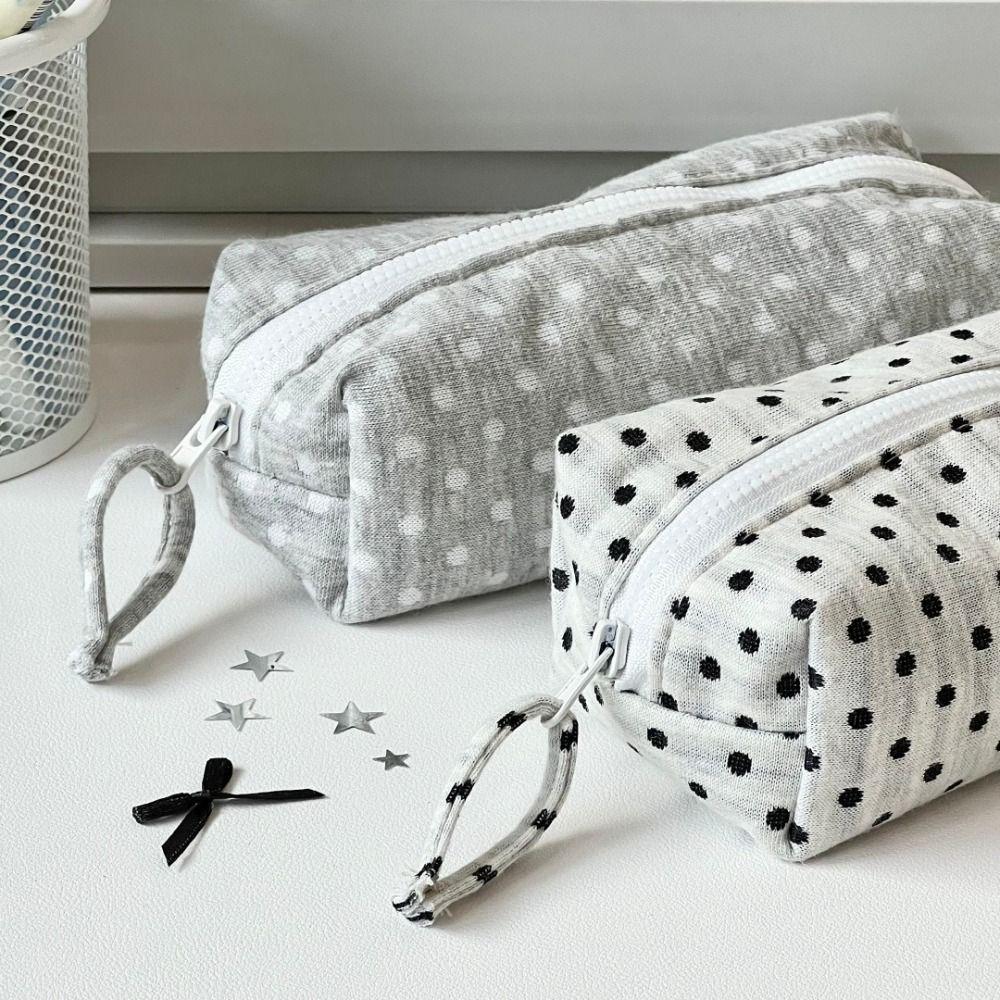 INS Polka Dot Design Pencil Case Large-capacity Soft Touch Stationery Pouch Stationery Organizer Back To School